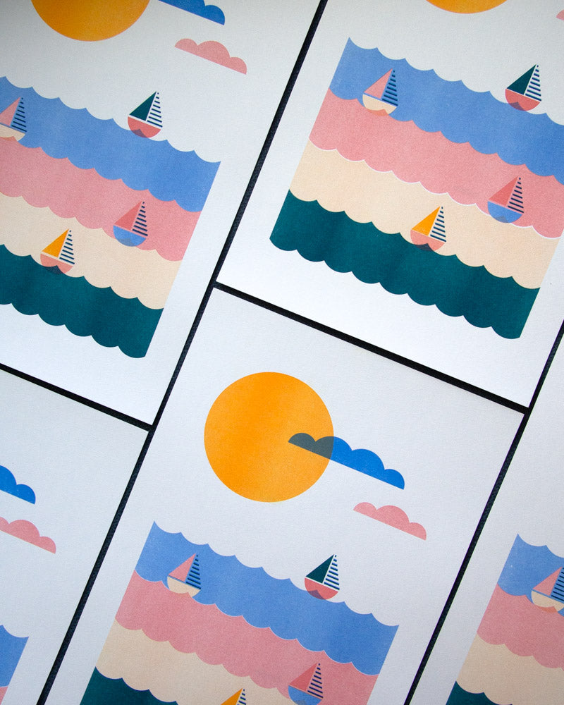 Sailing Risograph Wall Art