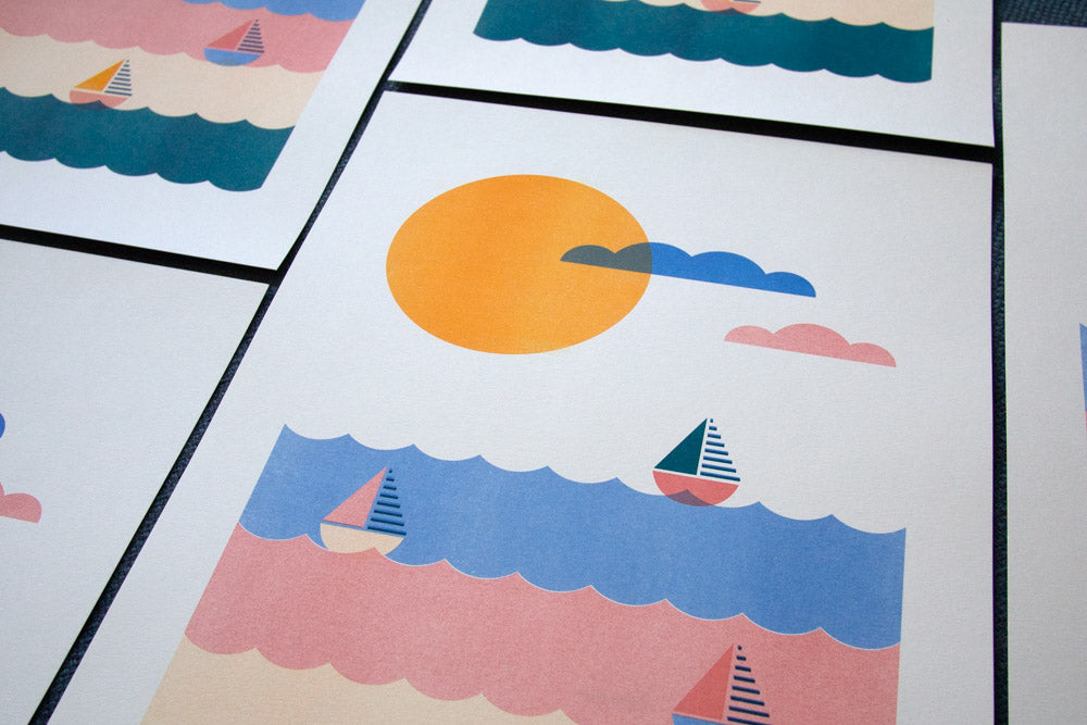 Sailing Risograph Wall Art