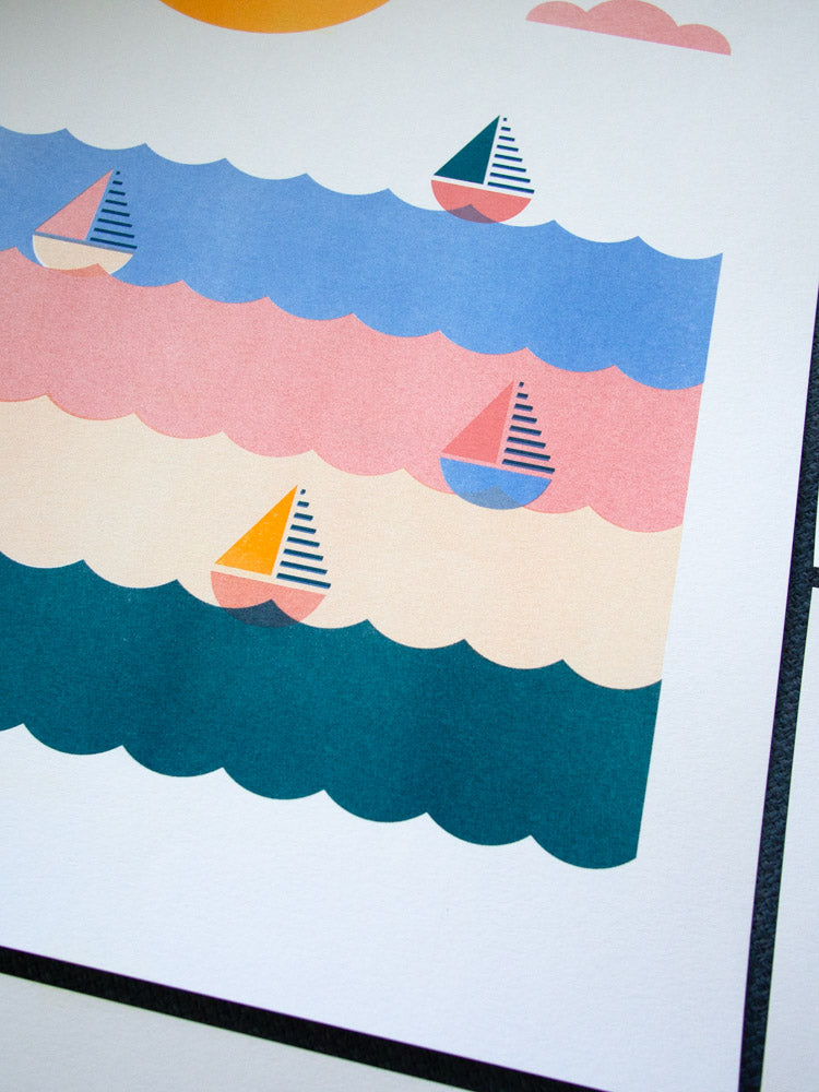 Sailing Risograph Wall Art