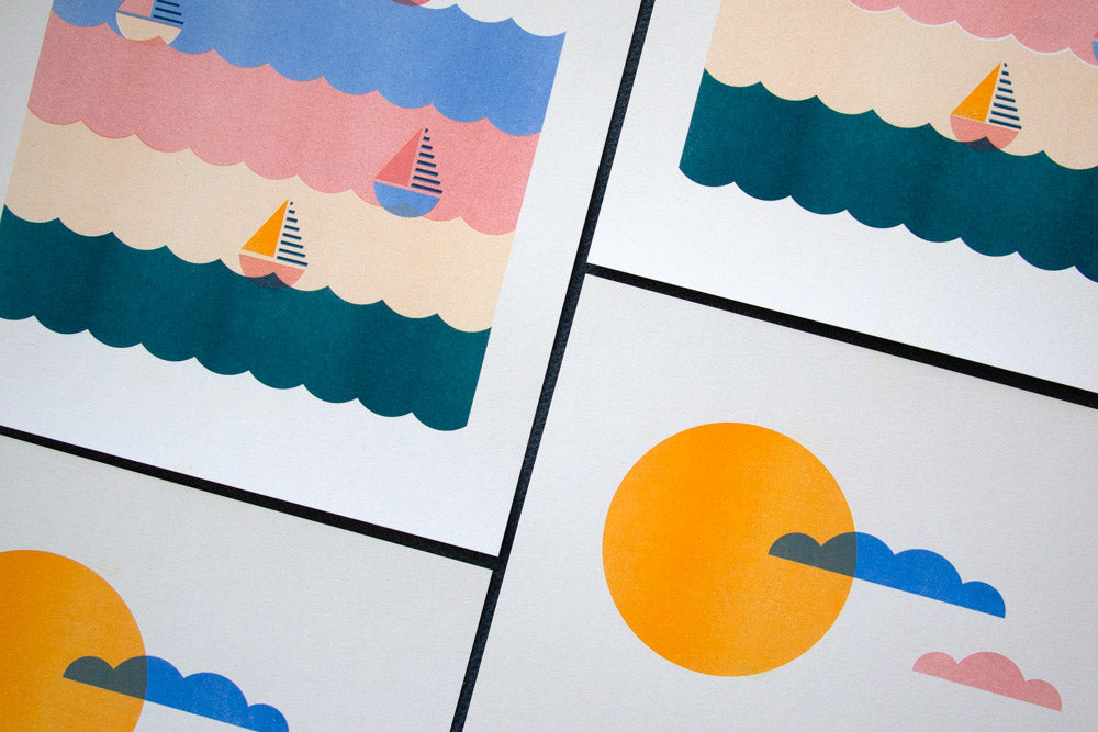 Sailing Risograph Wall Art